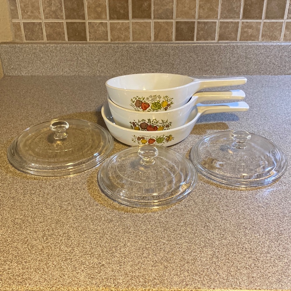 Vintage Corning Ware Spice of Life Sauce Pan Set